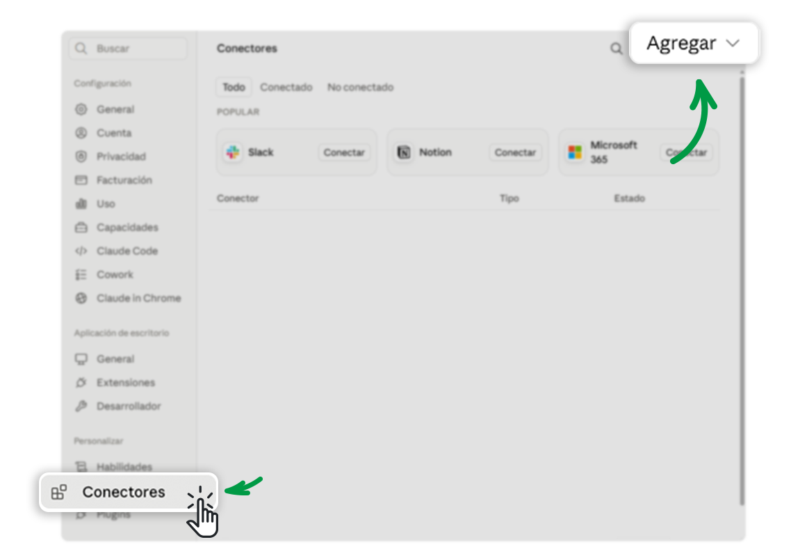 Captura 2 · Conectores → Agregar