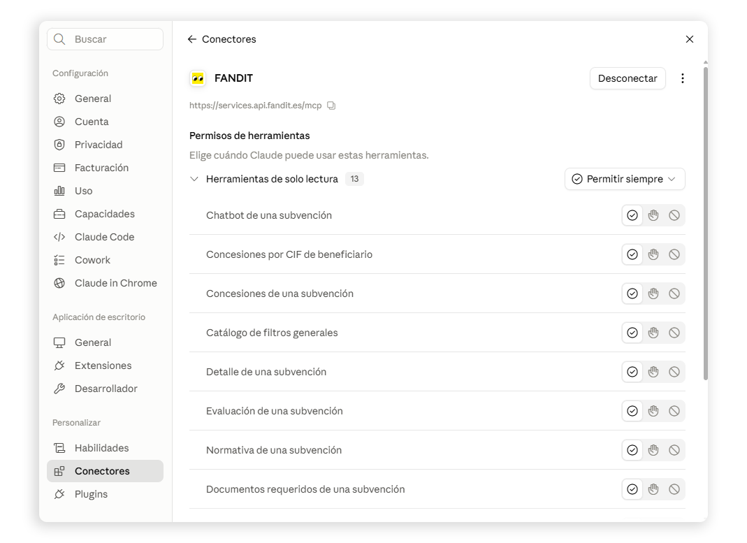 Captura 9 · conector con las 13 herramientas